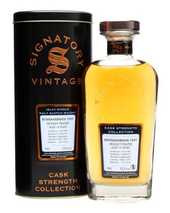 Bunnahabhain 1997 14 år gammal Peated Cask #5530-5531 Signatory Un-Chillfiltered Collection