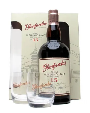 Glenfarclas 15 år gammal Set with Two Glasses