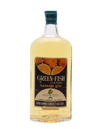Green Fish Orange Gin Spring Cap Bottled 1960s