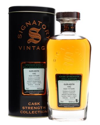 Glen Keith 1992 19 år gammal Bourbon Barrels #120551+2 Signatory Cask Strength Collection