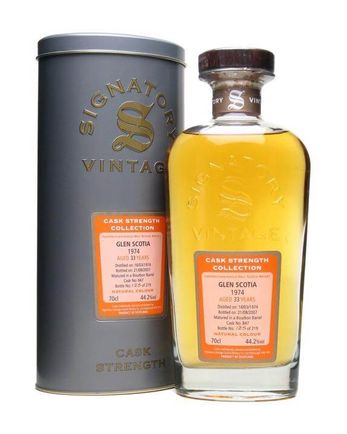 Glen Scotia 1974 33 år gammal Bourbon Cask #847 Signatory Cask Strength Collection