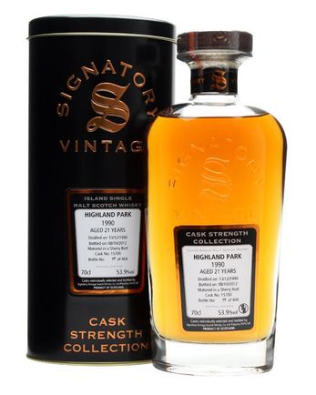 Highland Park 1990 21 år gammal Sherry Butt #15700 Signatory Cask Strength Collection