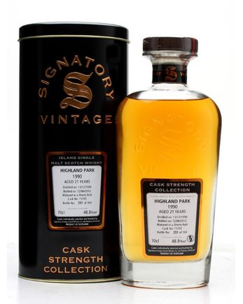 Highland Park 1990 21 år gammal Sherry Butt #15701 Signatory Cask Strength Collection