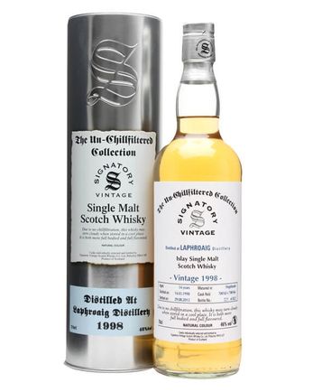 Laphroaig 1998 14 år gammal Casks #700165+6 Signatory Un-Chillfiltered Collection