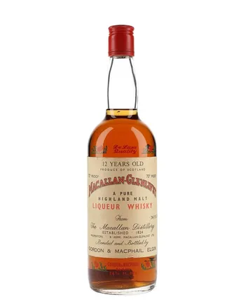 Macallan Glenlivet 12 år gammal Liqueur Whisky Bottled 1960s Gordon & Macphail