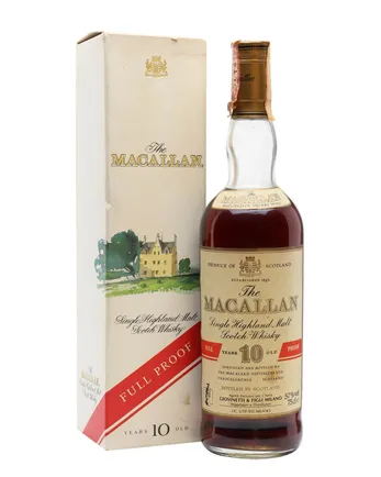 Macallan 10 år gammal Full Proof Bottled 1990s