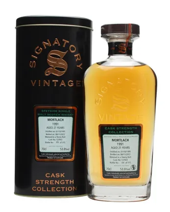 Mortlach 1991 21 år gammal Sherry Butt #12943 Signatory Cask Strength Collection