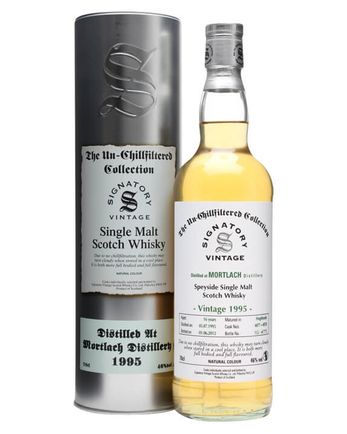 Mortlach 1995 16 år gammal Casks #4077+8 Signatory Un-Chillfiltered Collection