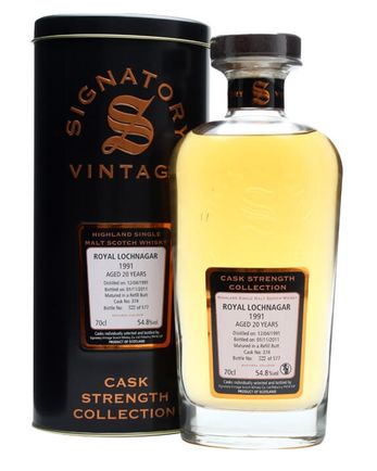 Royal Lochnagar 1991 20 år gammal Sherry Butt #374 Signatory Cask Strength Collection